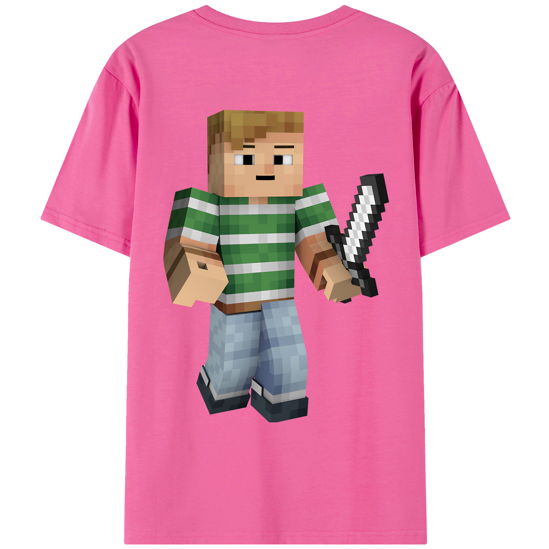 （画像用） マインクラフト ブロックの世界 Minecraft MC Block world レディース半袖Tシャツ(バックプリント)
